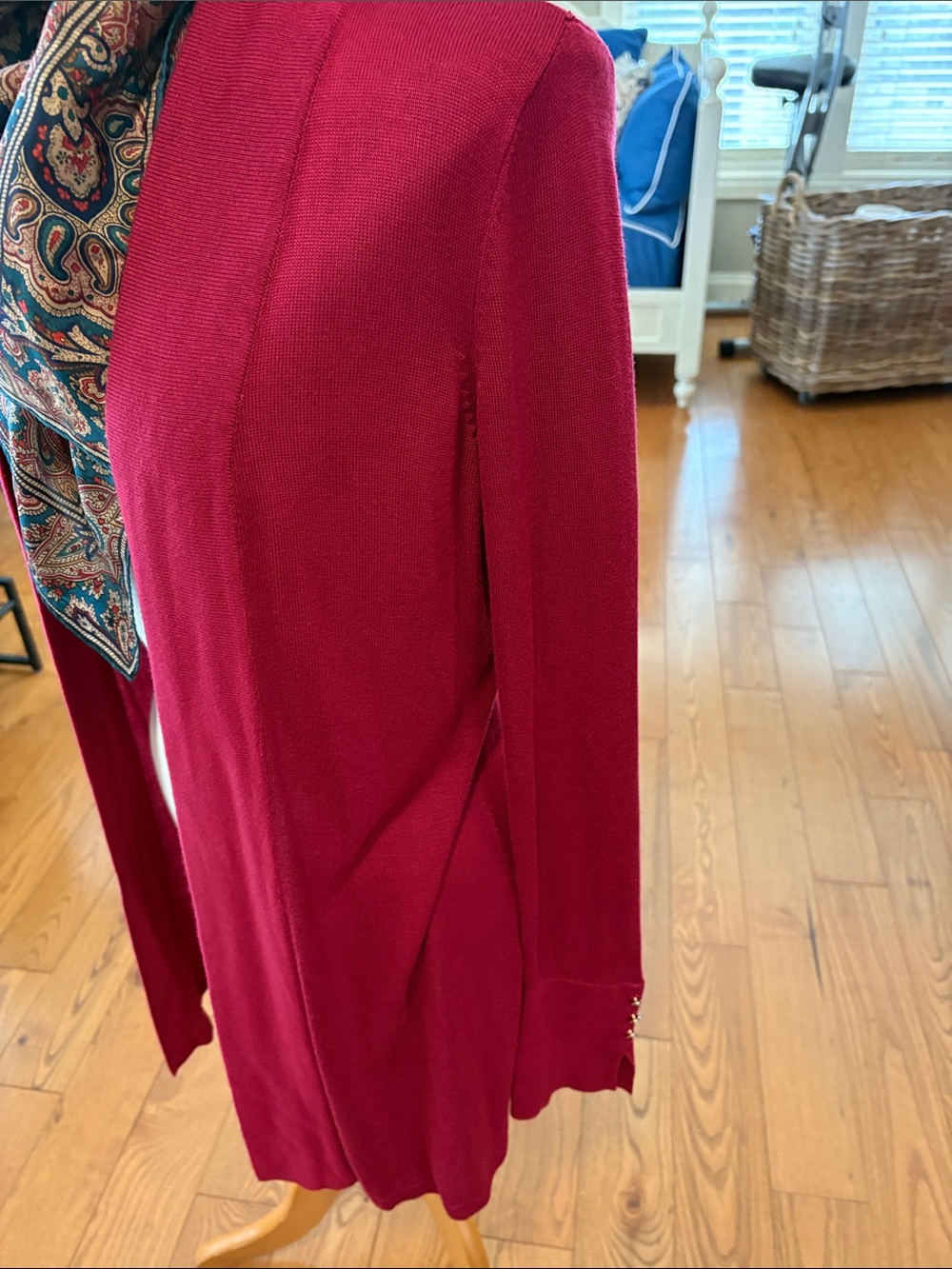 White House Black Market Fuchsia Open-Front Cardigan. - Picture 2 of 8